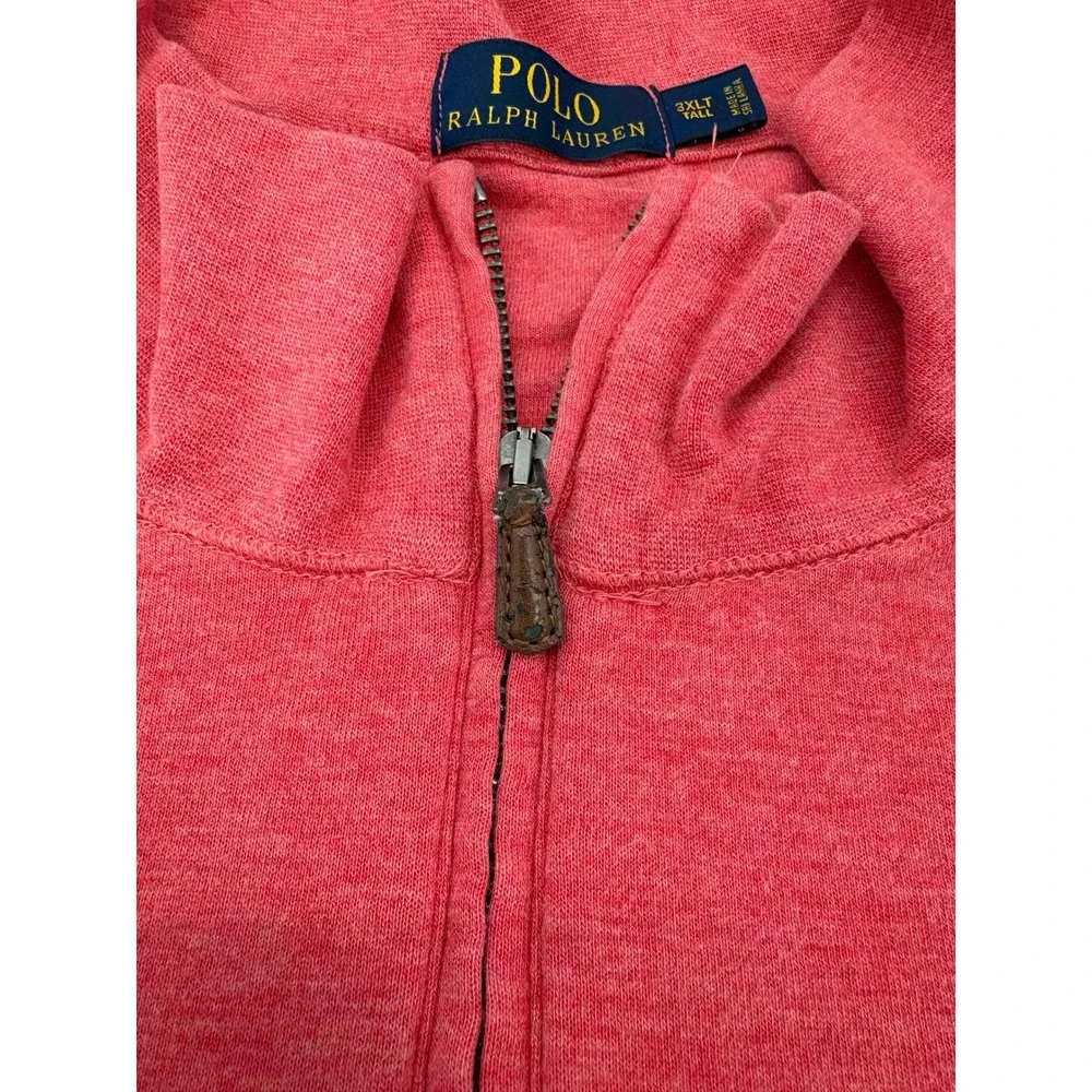 Polo Ralph Lauren Pullover Mens 3XLT 1/4‎ Zip Sweater Red Heather Cotton Blend
